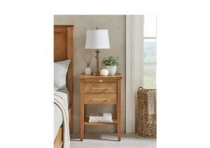 Contemporary timber bedside table in bedroom setting by Flamingo Furniture