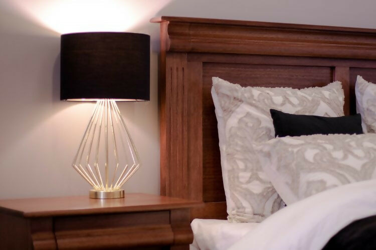 Elmslea Collection bedside table with lamp by Flamingo Furniture