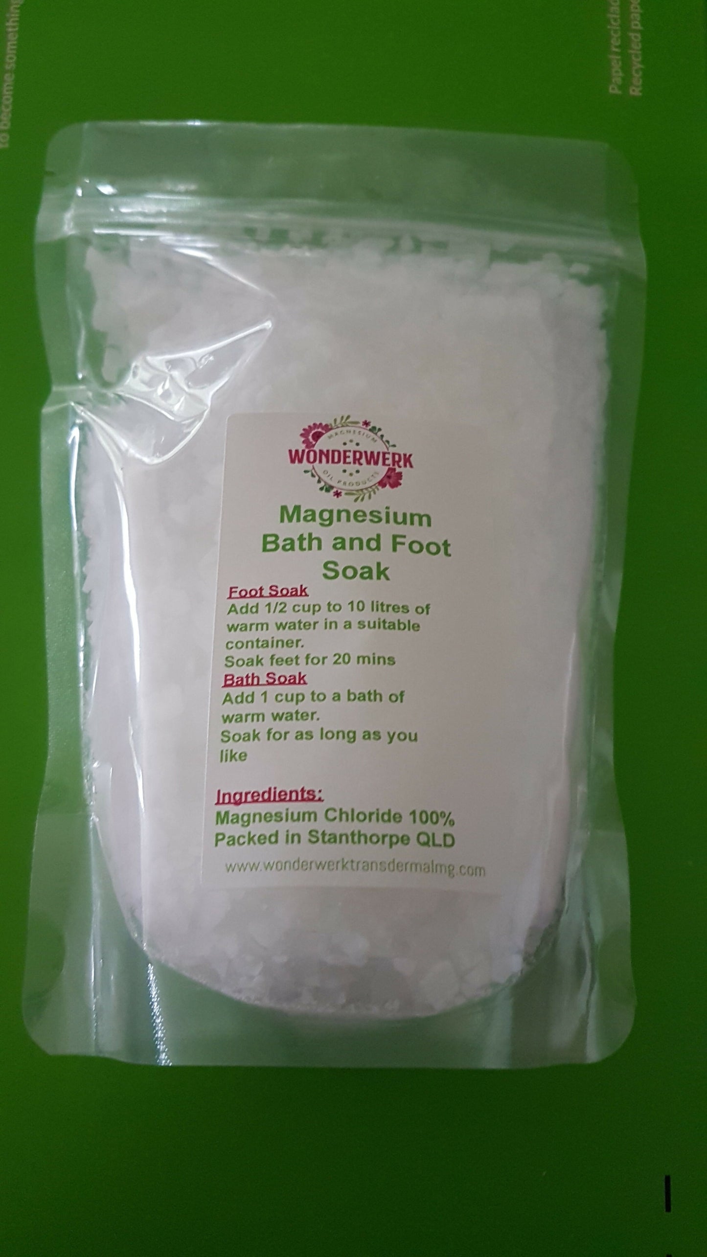 Wonderwerk Magnesium Chloride Bath and Foot Soak Flakes 400g
