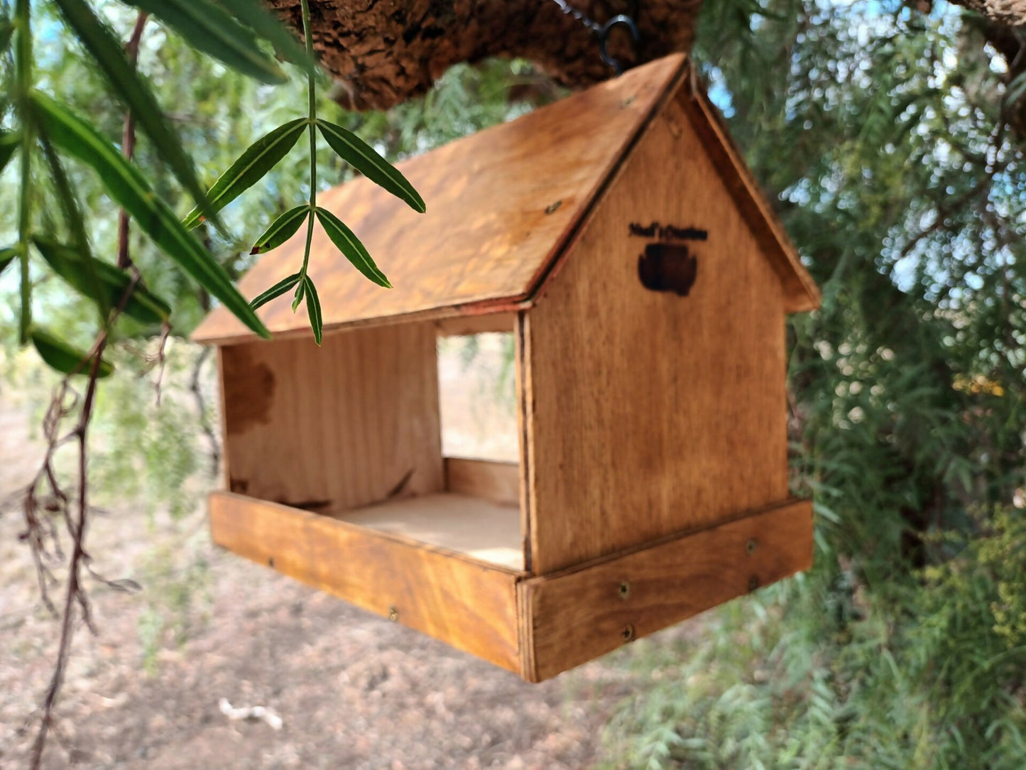 Handmade timber bird feeder by Noah’s Creations for Australian garden birds