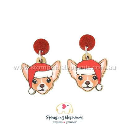 Christmas Dog Breed Dangle Earrings A-C