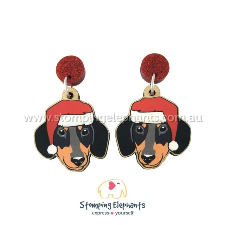 Christmas Dog Breed Dangle Earrings D-G