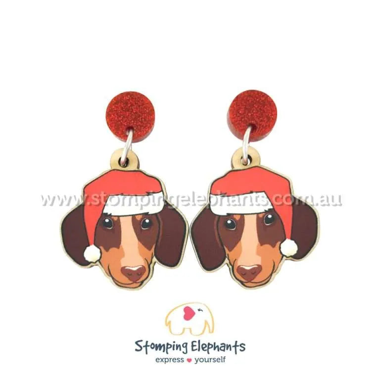 Christmas Dog Breed Dangle Earrings D-G