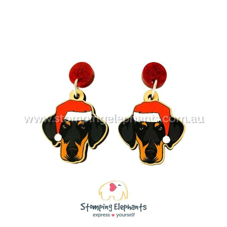 Christmas Dog Breed Dangle Earrings D-G