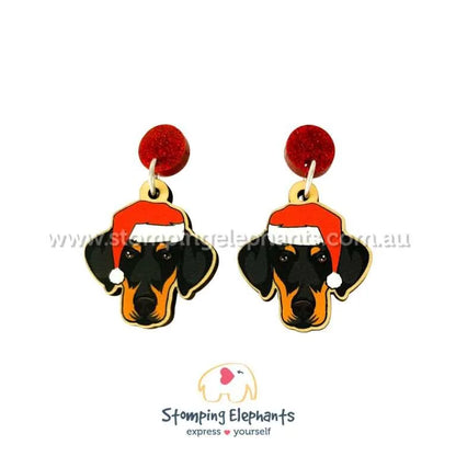 Christmas Dog Breed Dangle Earrings D-G