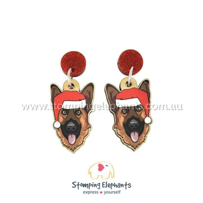 Christmas Dog Breed Dangle Earrings D-G