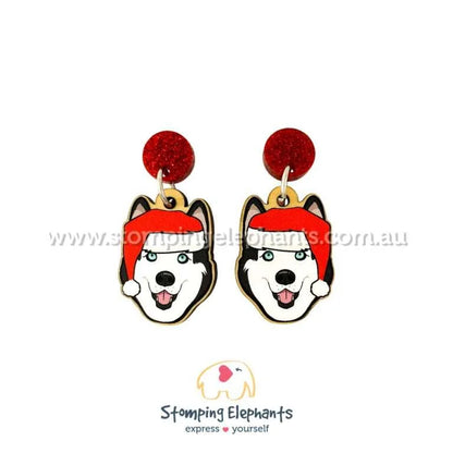Christmas Dog Breed Dangle Earrings H-L