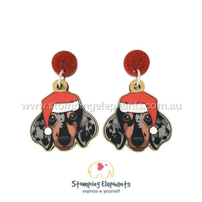 Christmas Dog Breed Dangle Earrings D-G