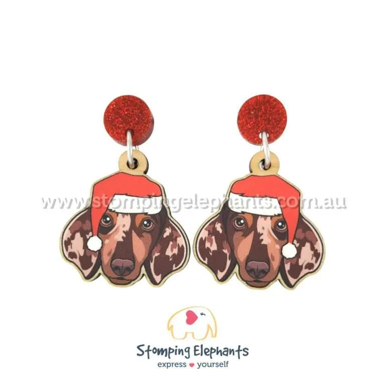 Christmas Dog Breed Dangle Earrings D-G