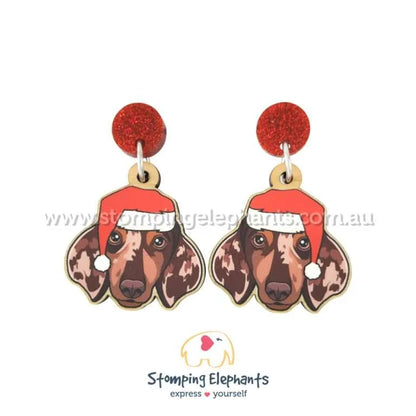Christmas Dog Breed Dangle Earrings D-G