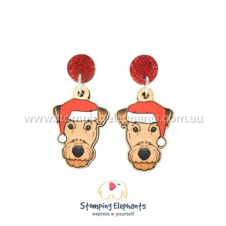 Christmas Dog Breed Dangle Earrings A-C