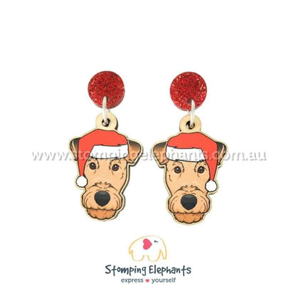 Christmas Dog Breed Dangle Earrings A-C