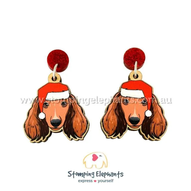 Christmas Dog Breed Dangle Earrings D-G