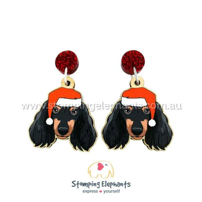 Christmas Dog Breed Dangle Earrings D-G