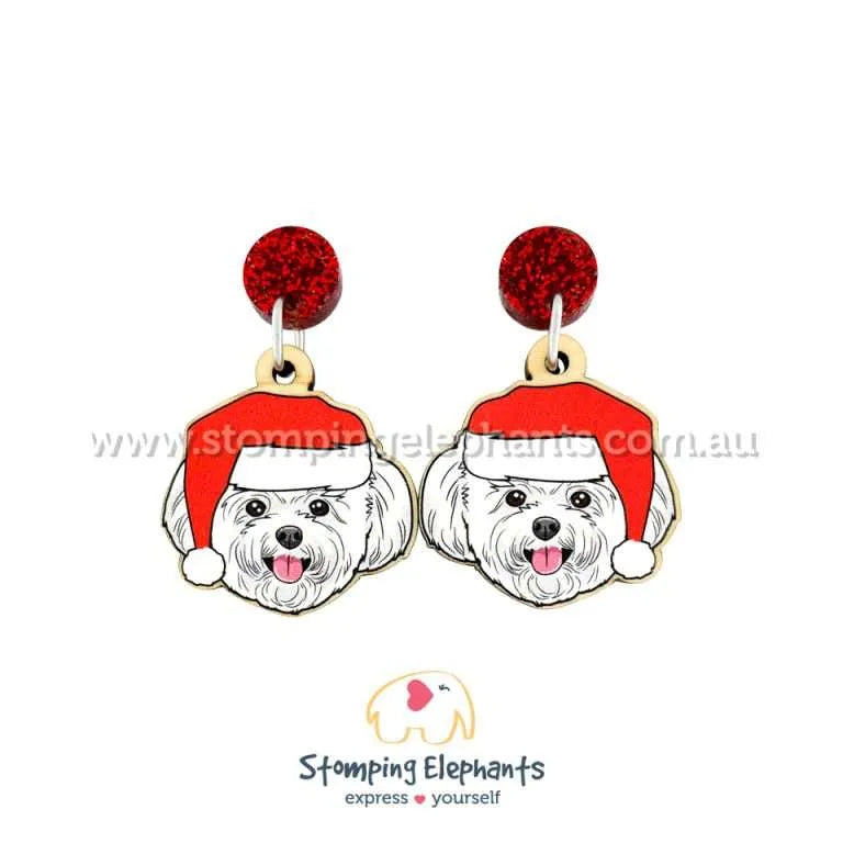 Christmas Dog Breed Dangle Earrings A-C