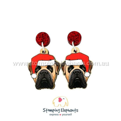 Christmas Dog Breed Dangle Earrings A-C