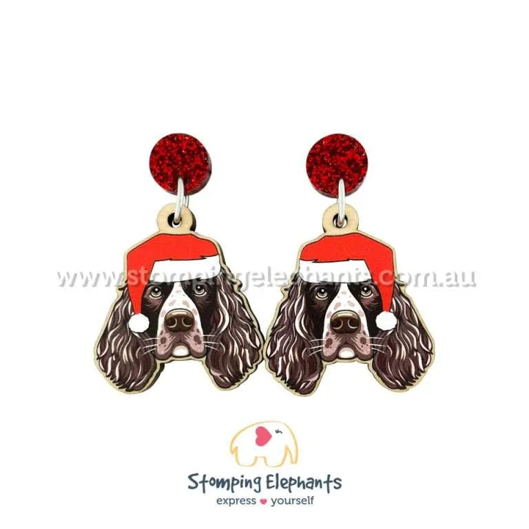 Christmas Dog Breed Dangle Earrings D-G