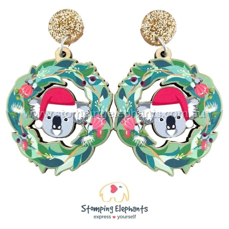 Aussie Christmas Dangle Earrings
