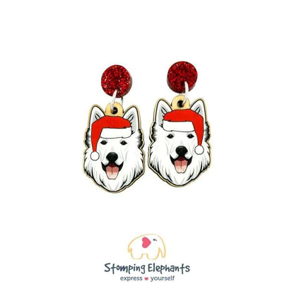 Christmas Dog Breed Dangle Earrings D-G