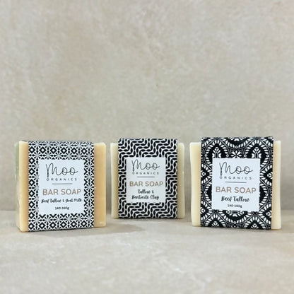 Australian made Moo Organics Tallow Soap Bundle with goat milk and bentonite clay soaps