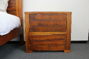 Dallas Collection timber bedside table front view by Flamingo Furniture