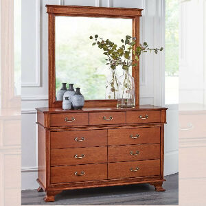 Emerson Collection nine drawer dresser base with dresser mirror by Flamingo Furniture