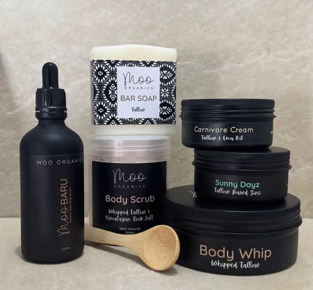 Australian made Moo Organics Unscented Tallow Bundle with grass fed tallow skincare products