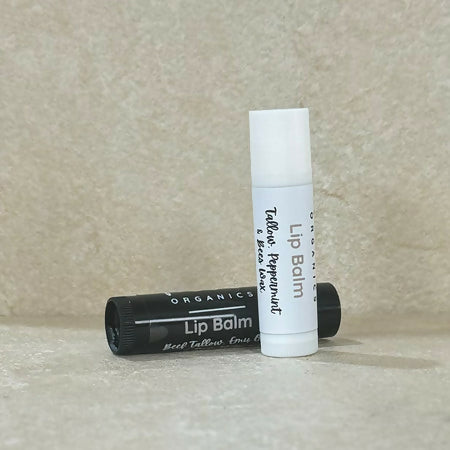 Moo Organics Tallow Lip Balm tubes displayed together