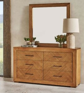 Herringbone Hunter Collection timber dresser base with mirror by Flamingo Furniture