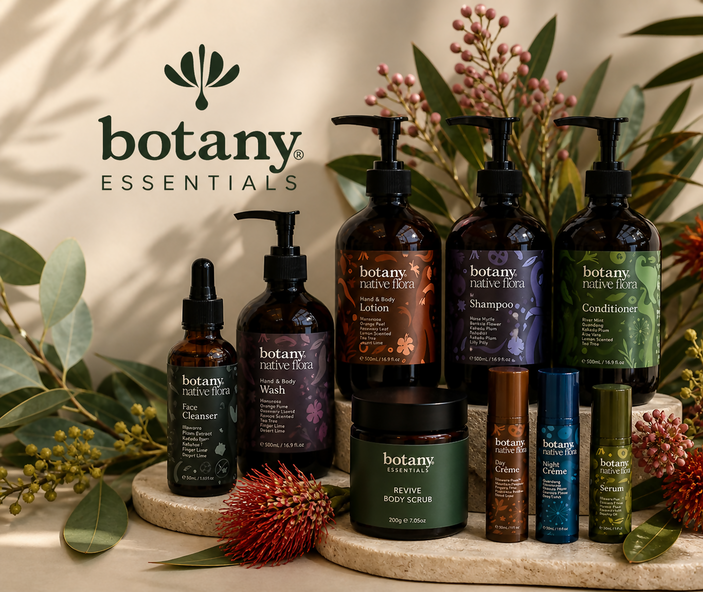 Australian wholesale skincare and bodycare range by Botany Essentials featuring premium natural products