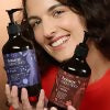 Woman holding Botany Native Flora Hand and Body Wash 500ml Australian made skincare