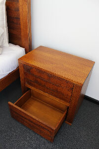 Dallas Collection timber bedside table angle view by Flamingo Furniture