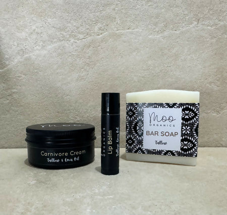 Australian made Moo Organics Tallow Starter Bundle with soap cream and lip balm