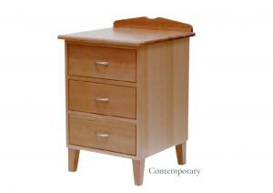 Contemporary timber bedside table with raised back by Flamingo Furniture