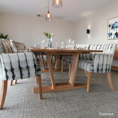 Australian made timber dining table with chairs by Flamingo Furniture