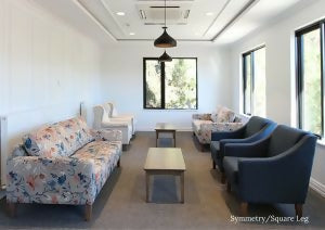 Australian made timber coffee table in blue lounge setting by Flamingo Furniture