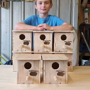 Stacked handmade timber bird breeding boxes by Noah’s Creations