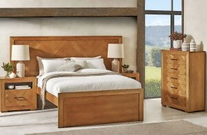 Herringbone Hunter Collection timber bed setting by Flamingo Furniture