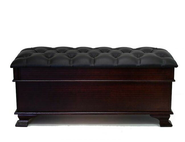 Emerson Collection dark timber foot locker with upholstered lid by Flamingo Furniture