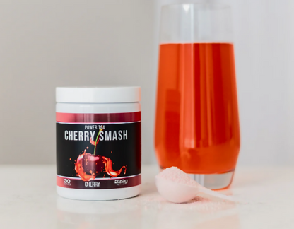 Cherry Smash loaded tea drink by Power Tea Australia with bold cherry flavour