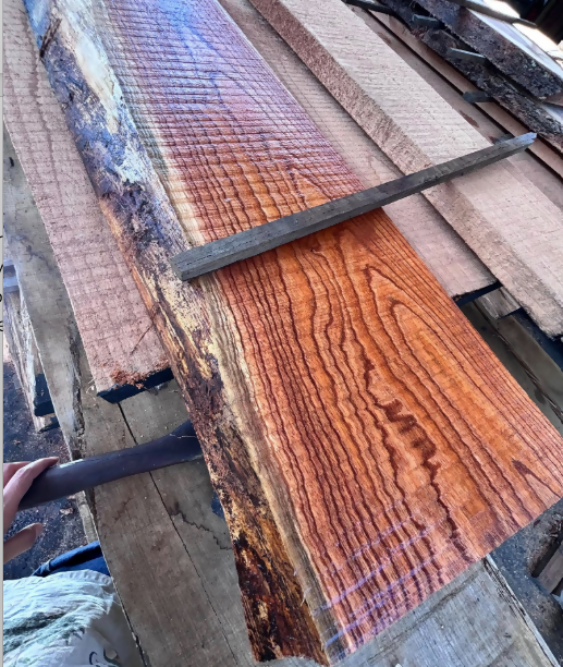 Premium polished live edge Australian hardwood slab by Plateau Timbers featuring rich natural grain and Australian timber character