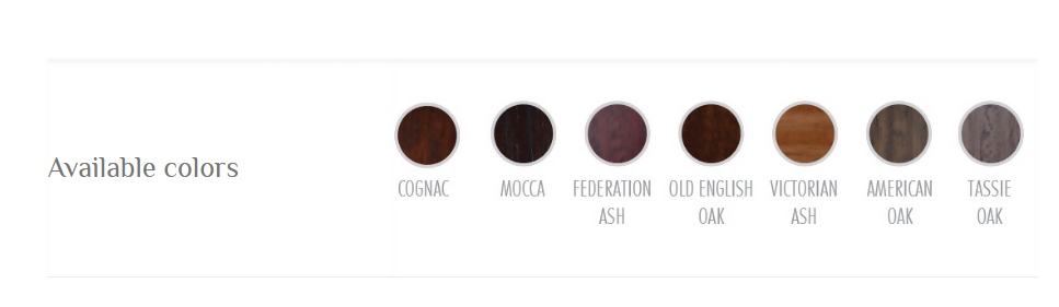 Fletcher Collection timber finish colour options by Flamingo Furniture