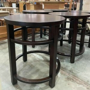 Australian made round dark timber coffee table by Flamingo Furniture